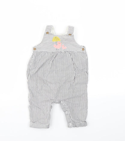 m&s Girls Grey Striped  Babygrow One-Piece Size 3-6 Months