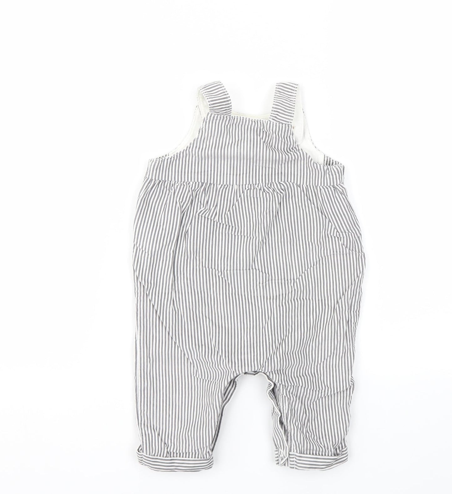 m&s Girls Grey Striped  Babygrow One-Piece Size 3-6 Months