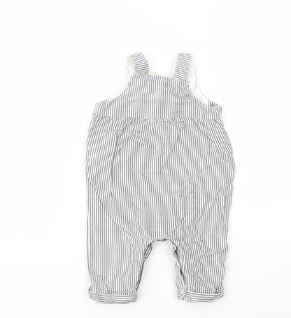 m&s Girls Grey Striped  Babygrow One-Piece Size 3-6 Months