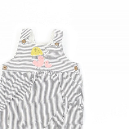m&s Girls Grey Striped  Babygrow One-Piece Size 3-6 Months