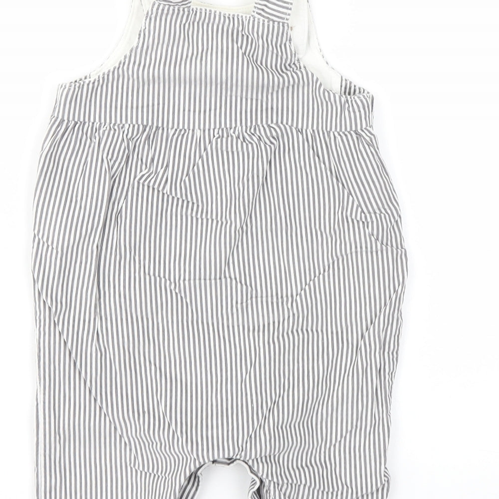m&s Girls Grey Striped  Babygrow One-Piece Size 3-6 Months
