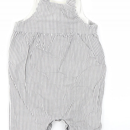 m&s Girls Grey Striped  Babygrow One-Piece Size 3-6 Months