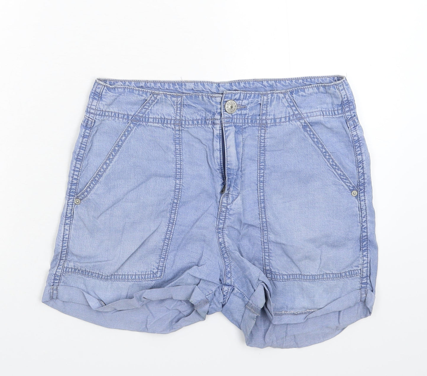 H&M Womens Blue  Denim Hot Pants Shorts Size 8