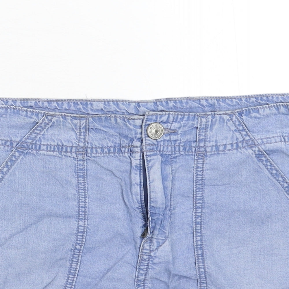 H&M Womens Blue  Denim Hot Pants Shorts Size 8