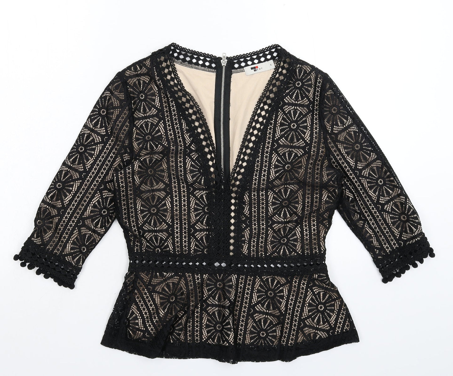 Womens UK Size S TEMT Black Basic Blouse