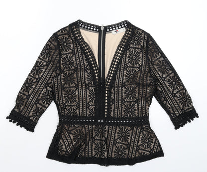 Womens UK Size S TEMT Black Basic Blouse
