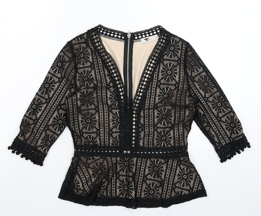 Womens UK Size S TEMT Black Basic Blouse