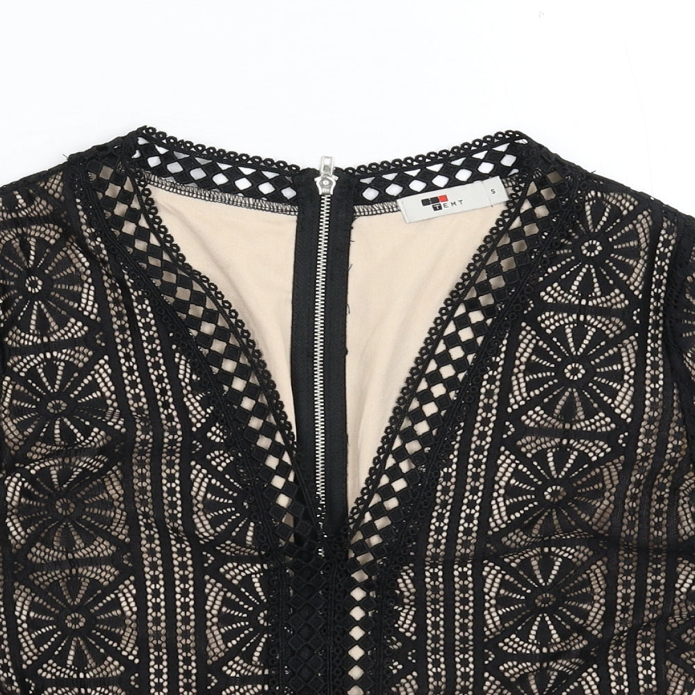 Womens UK Size S TEMT Black Basic Blouse