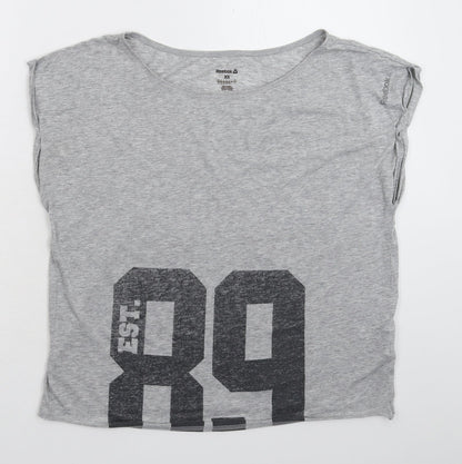 Womens UK Size XS Reebok Grey Basic T-Shirt