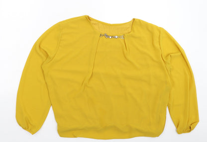 Womens UK Size 2XL Preworn Yellow Basic Blouse