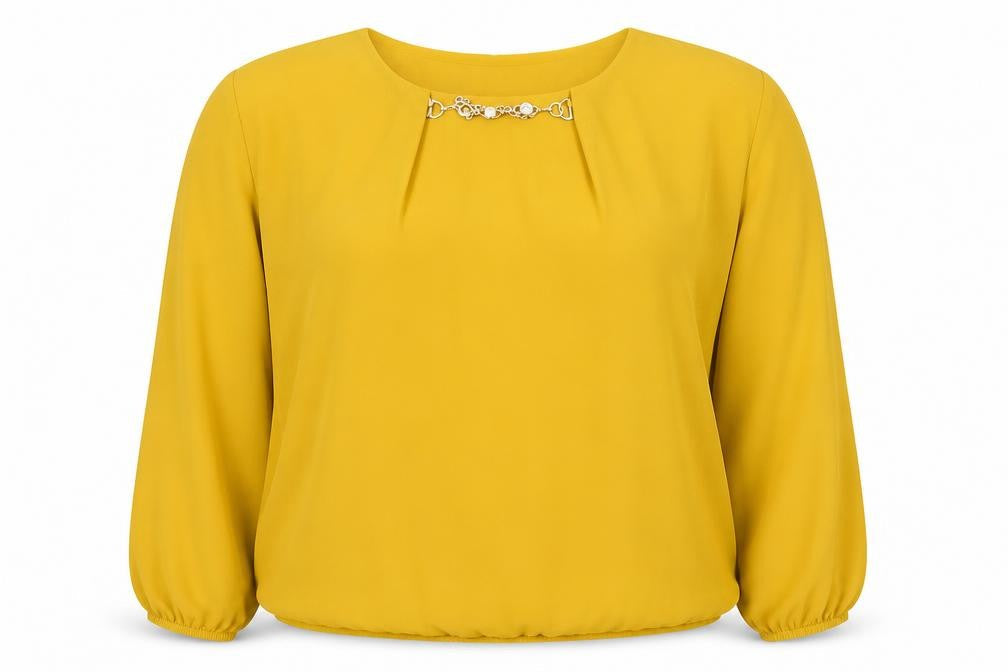 Womens UK Size 2XL Preworn Yellow Basic Blouse