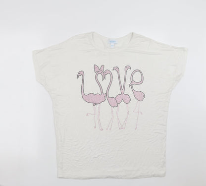 Blue Vanilla Womens White   Basic T-Shirt Size S  - flamingo