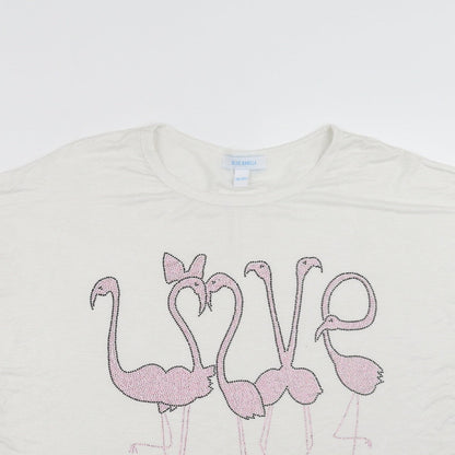 Blue Vanilla Womens White   Basic T-Shirt Size S  - flamingo