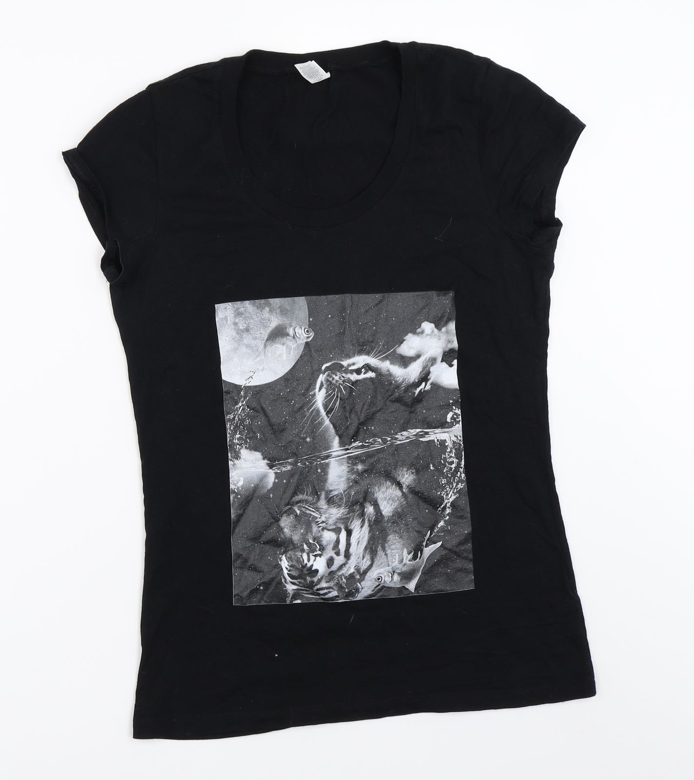 Womens UK Size M Bella + Canvas Black Basic T-Shirt