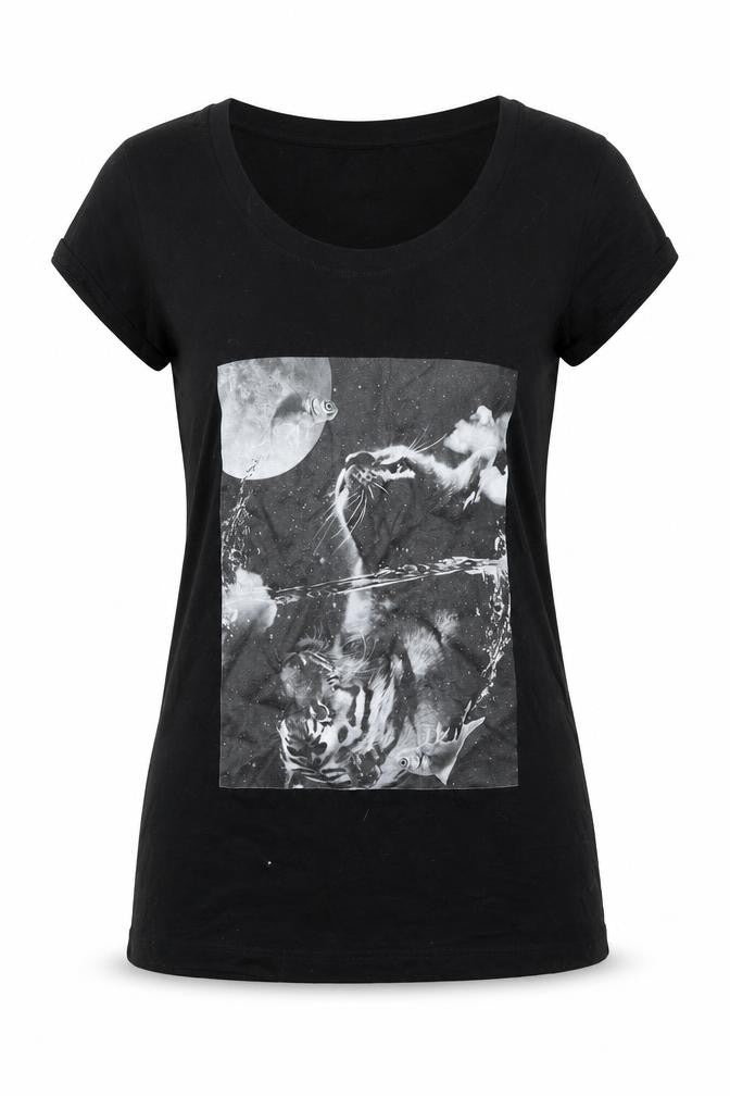 Womens UK Size M Bella + Canvas Black Basic T-Shirt