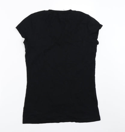 Womens UK Size M Bella + Canvas Black Basic T-Shirt