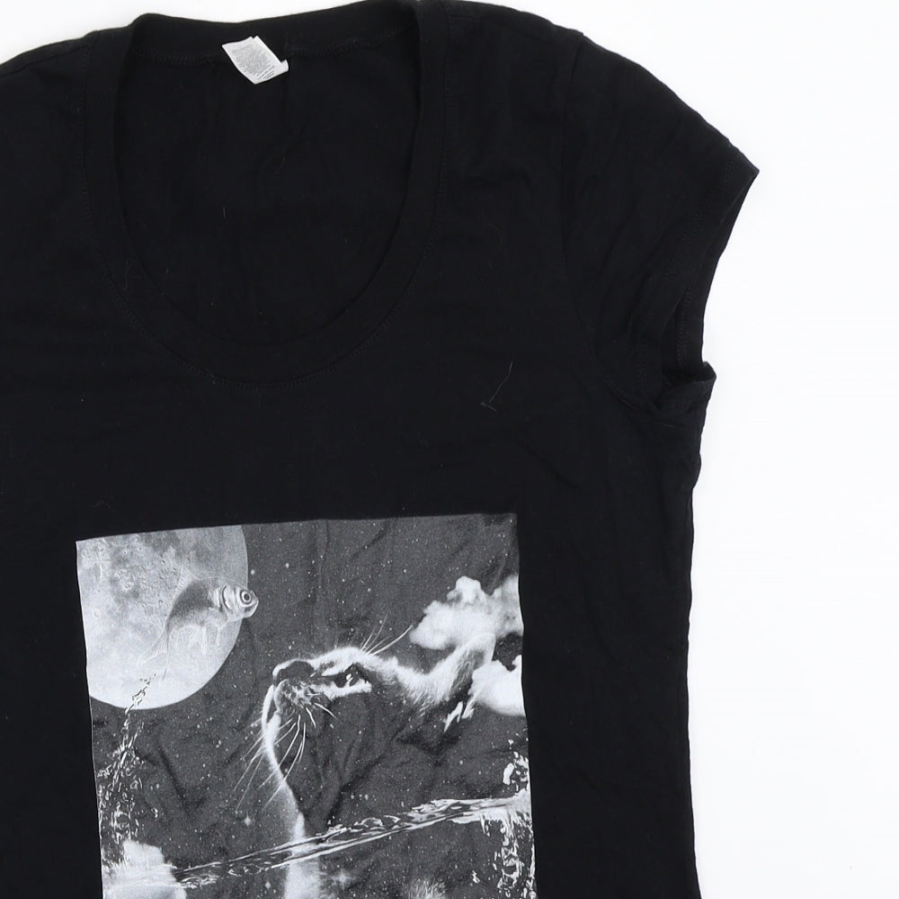 Womens UK Size M Bella + Canvas Black Basic T-Shirt