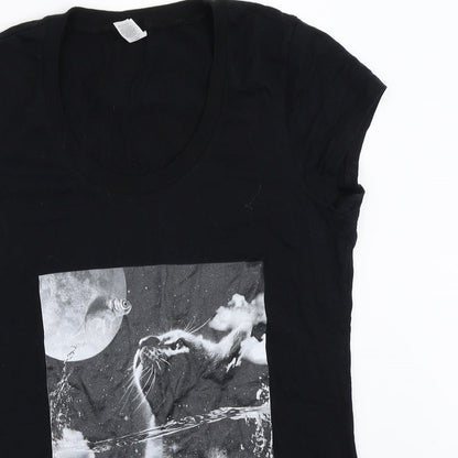 Womens UK Size M Bella + Canvas Black Basic T-Shirt