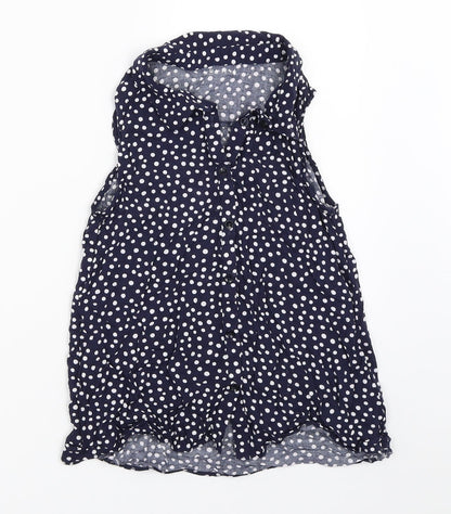 Nutmeg Girls Blue Polka Dot  Basic Button-Up Size 9-10 Years