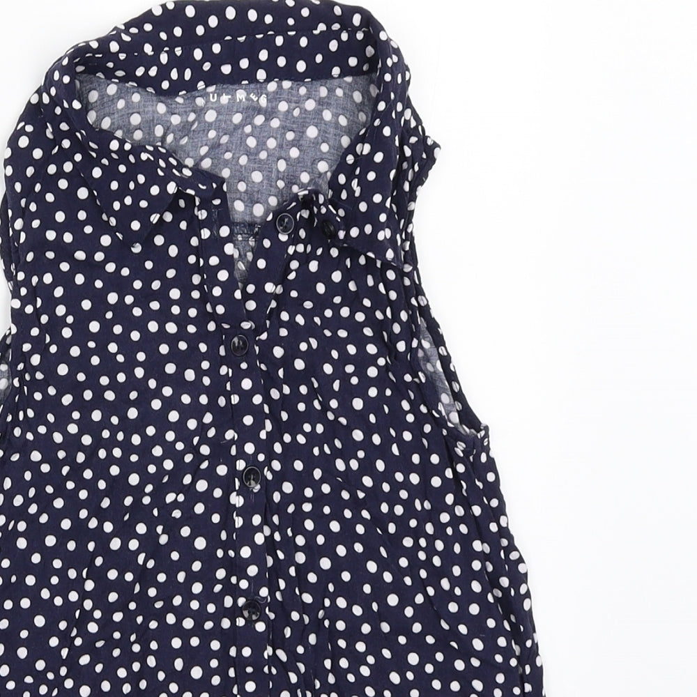 Nutmeg Girls Blue Polka Dot  Basic Button-Up Size 9-10 Years