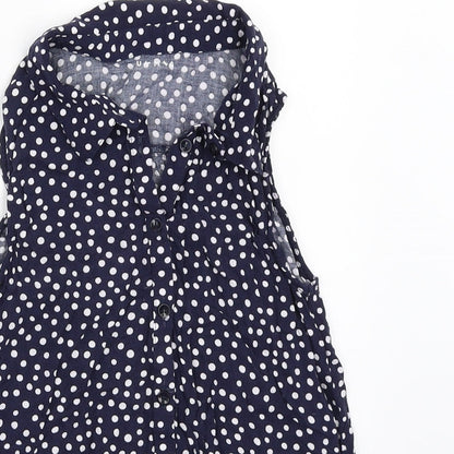 Nutmeg Girls Blue Polka Dot  Basic Button-Up Size 9-10 Years