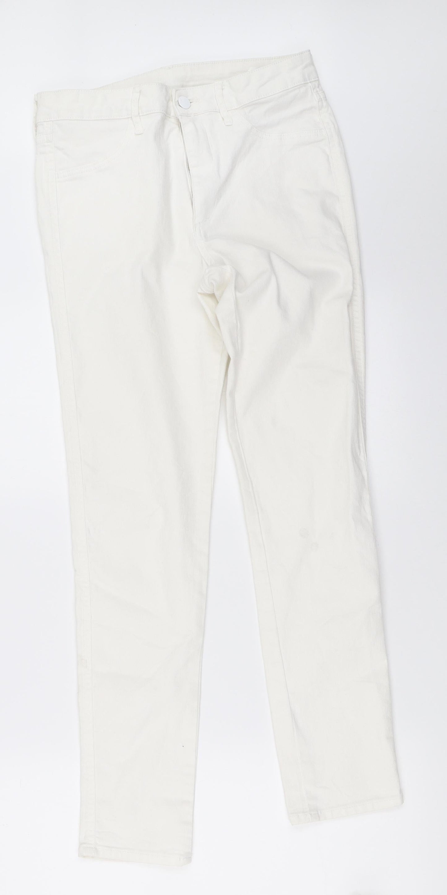 Womens UK Size 29 in H&M Regular Fit Skinny White Jeans