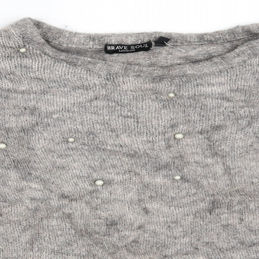 Brave Soul Womens Grey   Pullover Jumper Size 6