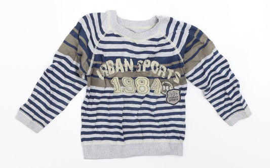 Matalan Boys Grey Striped  Pullover Jumper Size 2-3 Years
