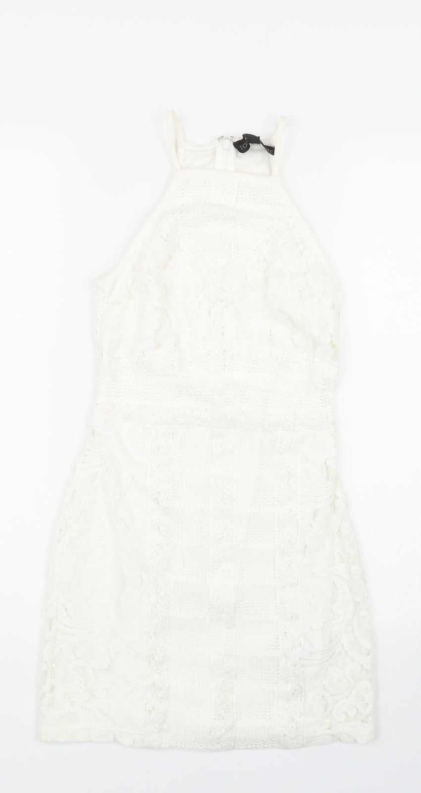 Topsho Womens White Floral Lace Tank Dress  Size 4