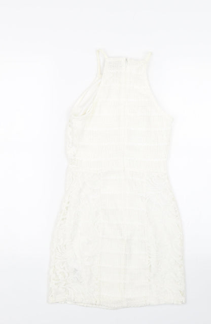 Topsho Womens White Floral Lace Tank Dress  Size 4