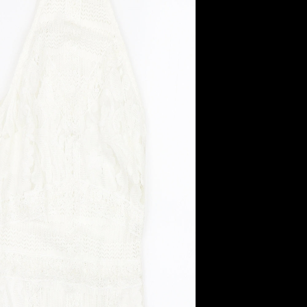 Topsho Womens White Floral Lace Tank Dress  Size 4