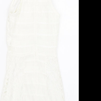 Topsho Womens White Floral Lace Tank Dress  Size 4