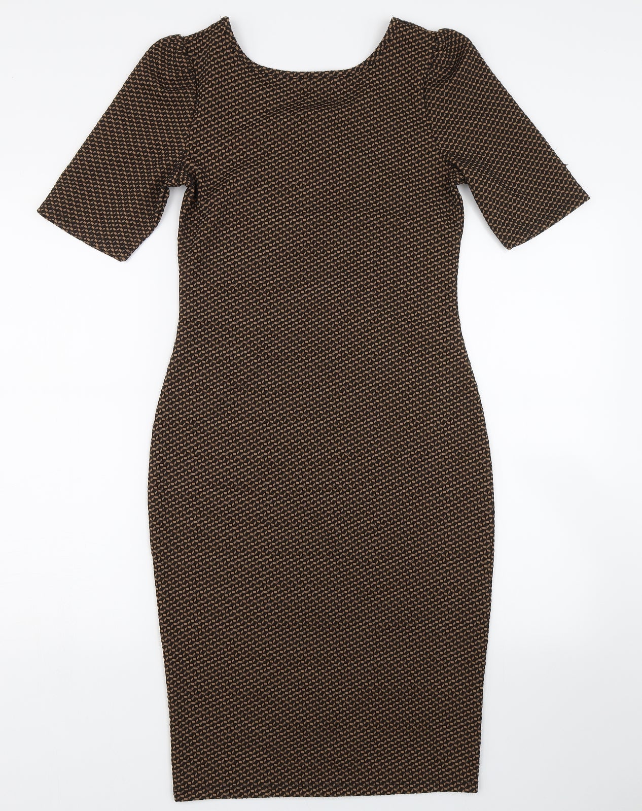 Dorothy Perkins Womens Brown Geometric  Bodycon  Size 8