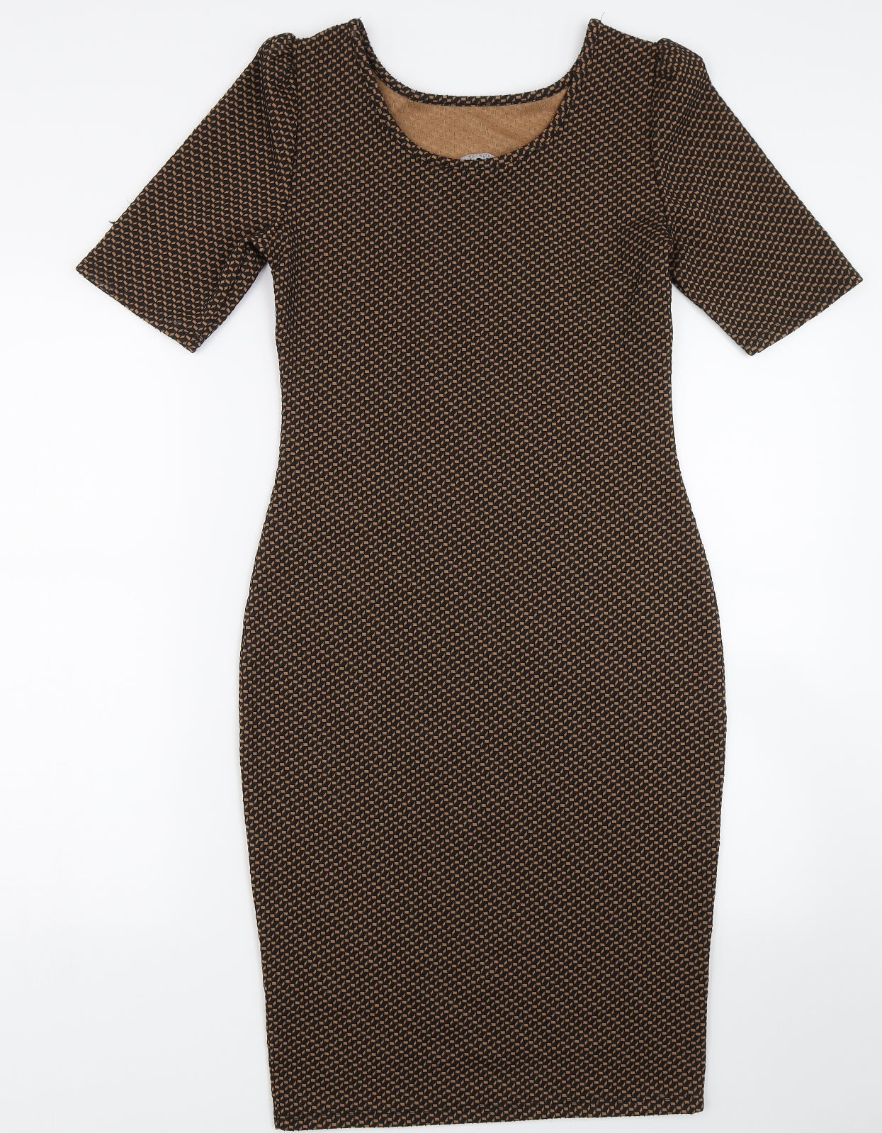 Dorothy Perkins Womens Brown Geometric  Bodycon  Size 8