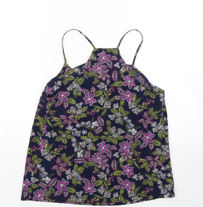 Papaya Womens Blue Floral  Basic Tank Size 10  - Summer