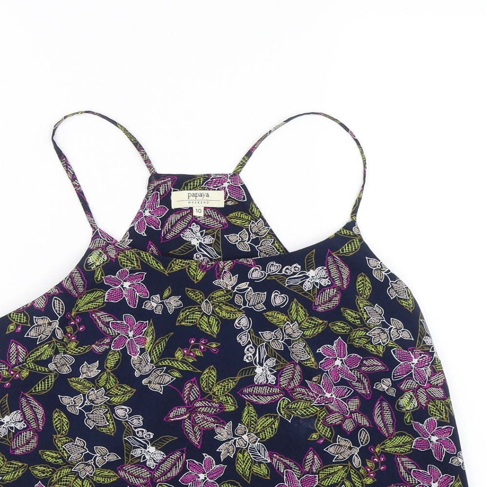 Papaya Womens Blue Floral  Basic Tank Size 10  - Summer