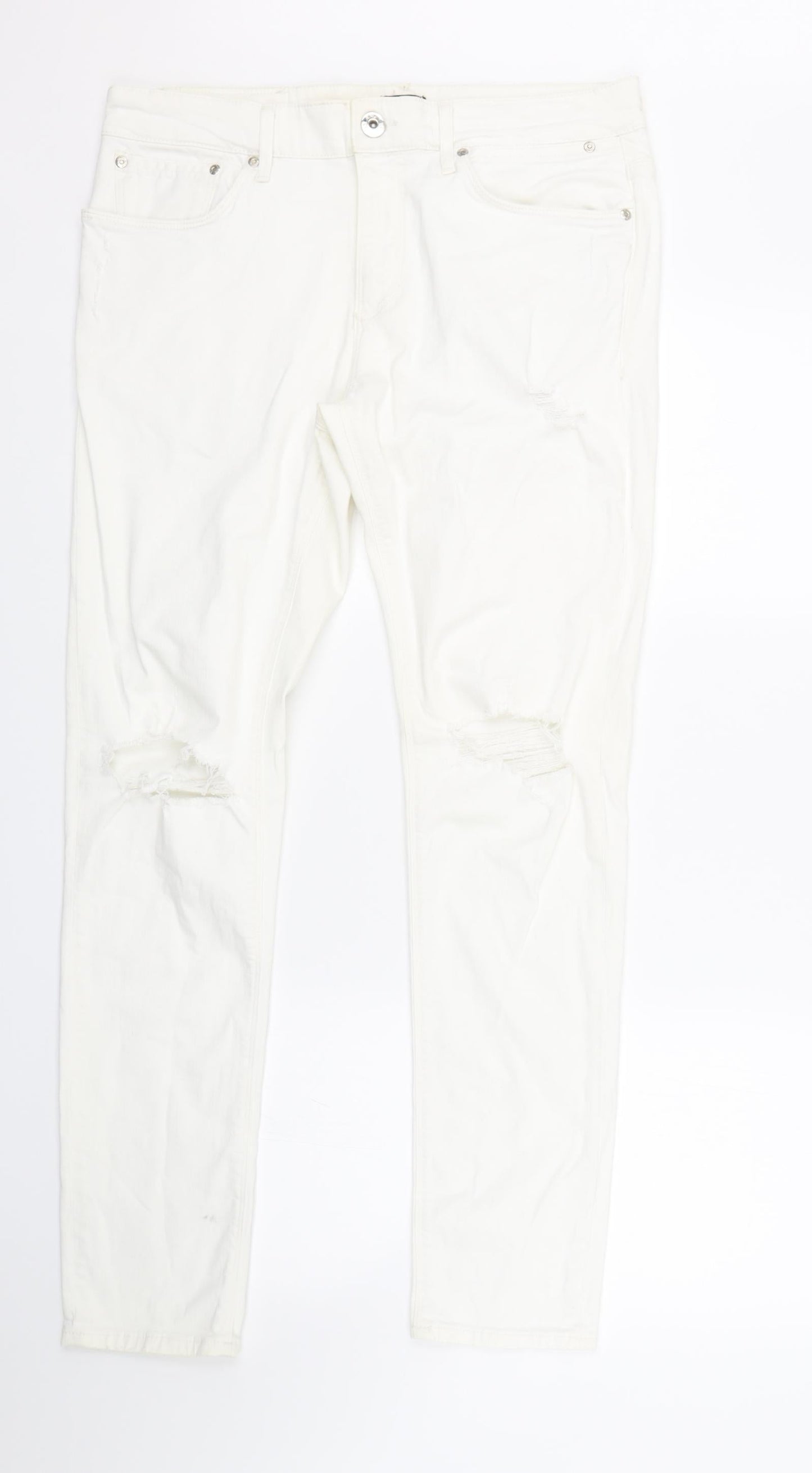River Island Womens White  Denim Skinny Jeans Size 32 L29 in