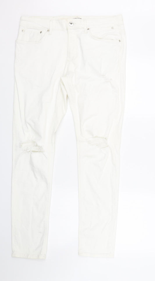 River Island Womens White  Denim Skinny Jeans Size 32 L29 in