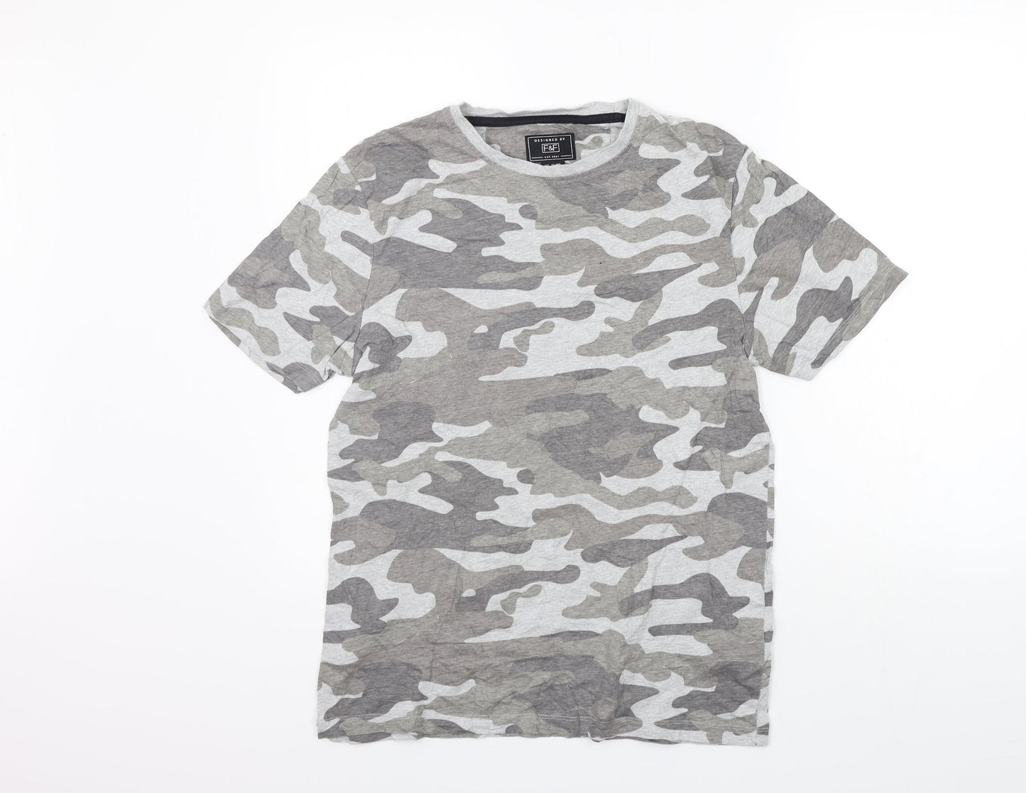 F&F Womens Grey Geometric  Basic T-Shirt Size S