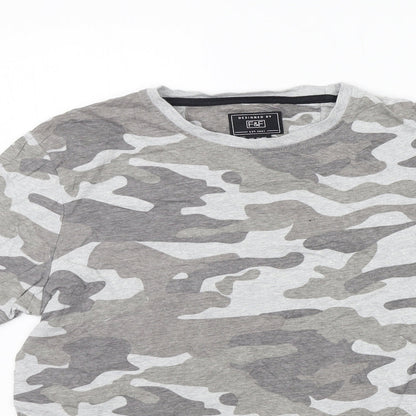 F&F Womens Grey Geometric  Basic T-Shirt Size S