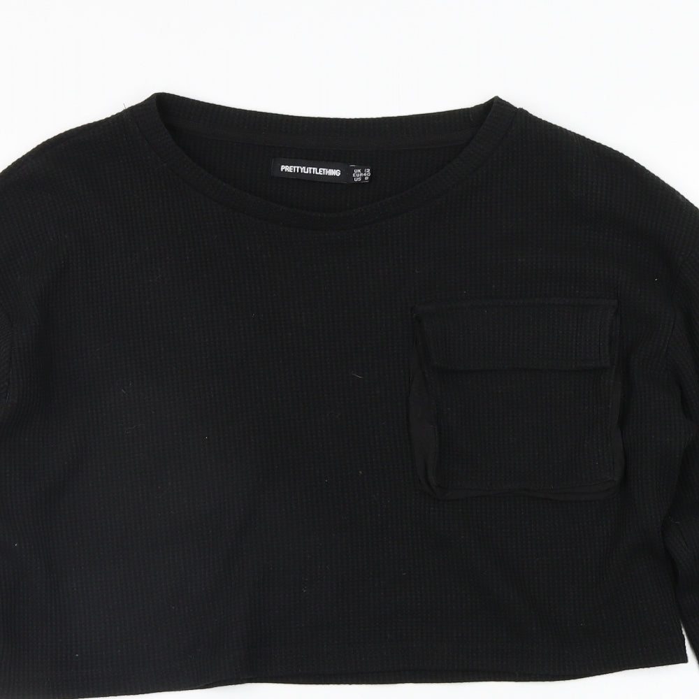 Womens UK Size 12 PRETTYLITTLETHING Black Pullover Jumper