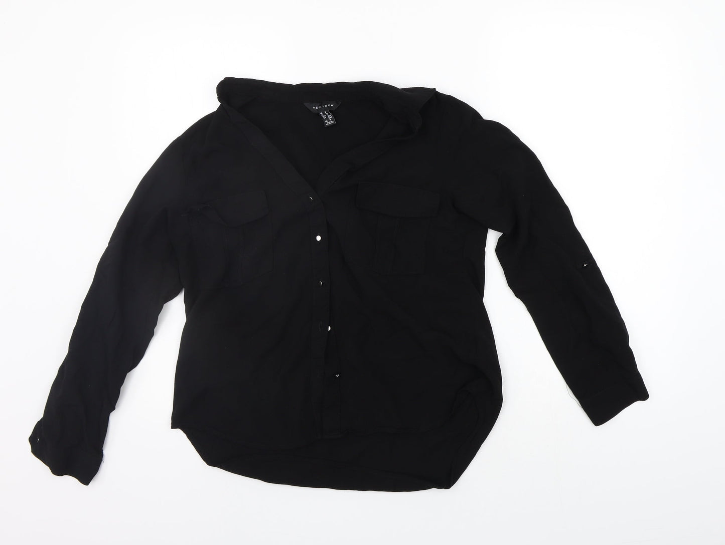Womens UK Size 8 New Look Black Basic Button-Up