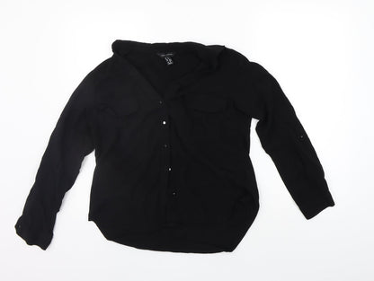 Womens UK Size 8 New Look Black Basic Button-Up