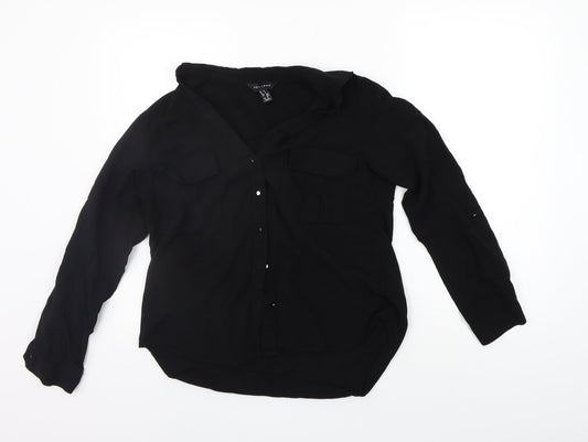 Womens UK Size 8 New Look Black Basic Button-Up