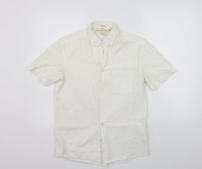 Mens UK Size S H&M White  Button-Up Short Sleeve Casual Shirt