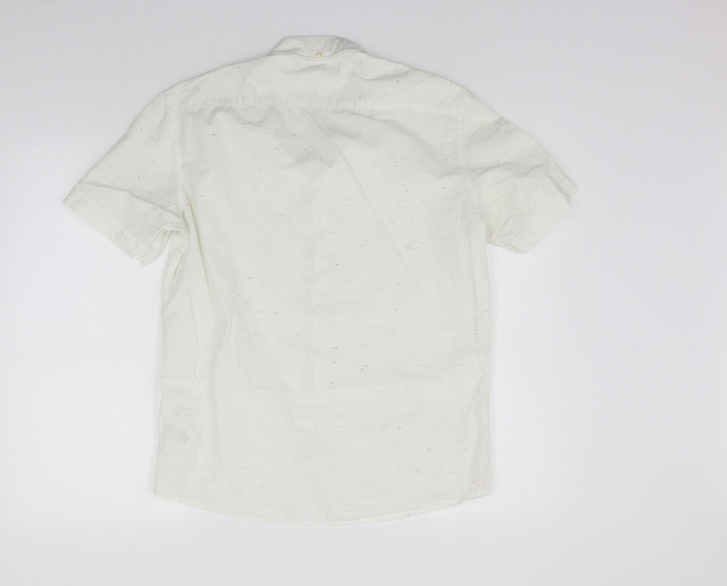 Mens UK Size S H&M White  Button-Up Short Sleeve Casual Shirt