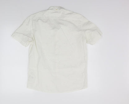 Mens UK Size S H&M White  Button-Up Short Sleeve Casual Shirt