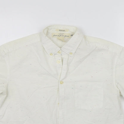 Mens UK Size S H&M White  Button-Up Short Sleeve Casual Shirt