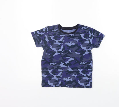 Primark Girls Blue Geometric  Basic T-Shirt Size 5-6 Years