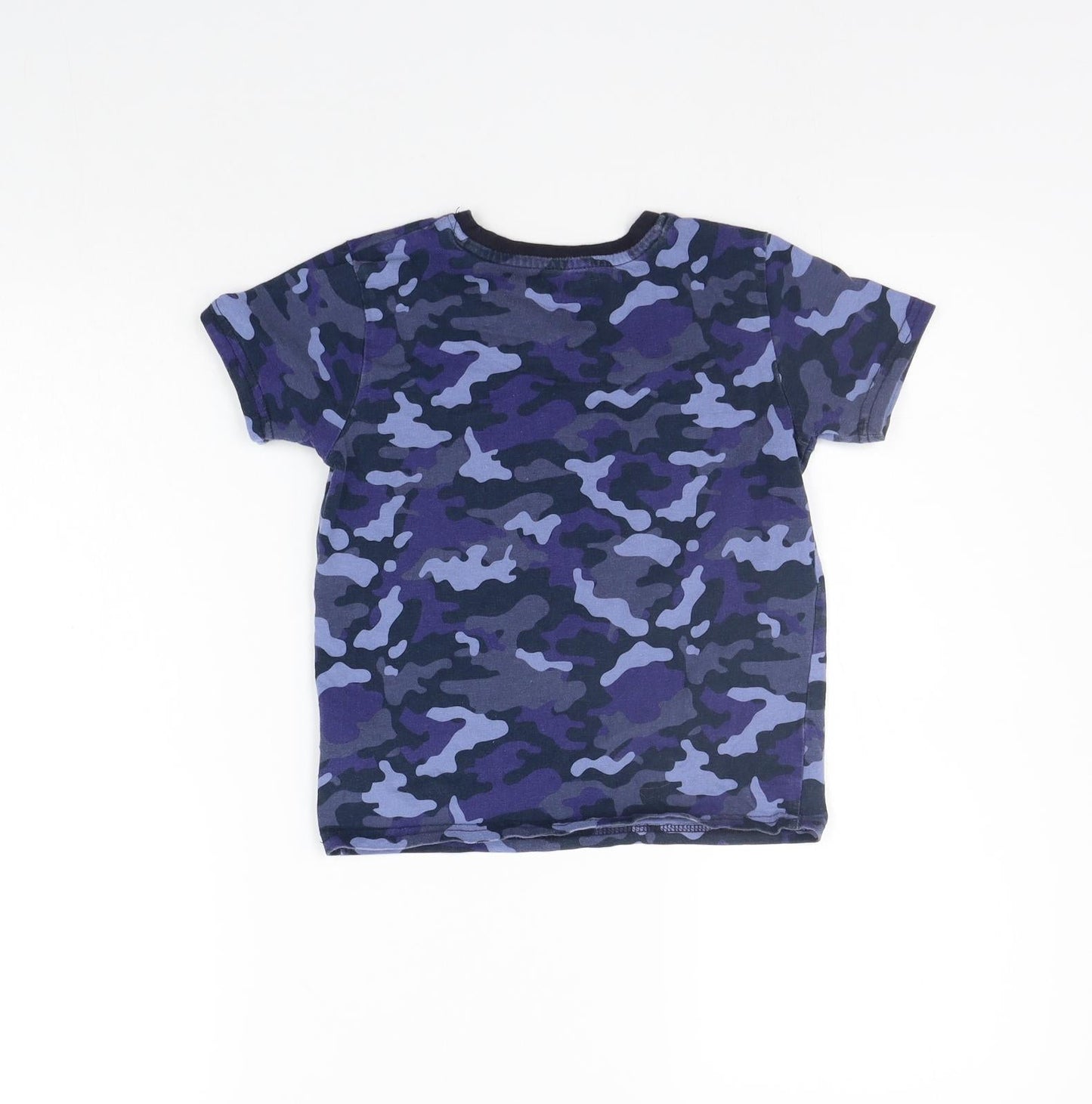 Primark Girls Blue Geometric  Basic T-Shirt Size 5-6 Years